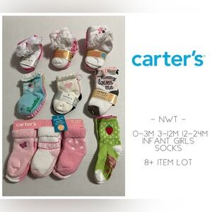 🆕CARTER’S - 0/24M - NWT - 8+PC LOT - INFANT GIRLS SOCKS